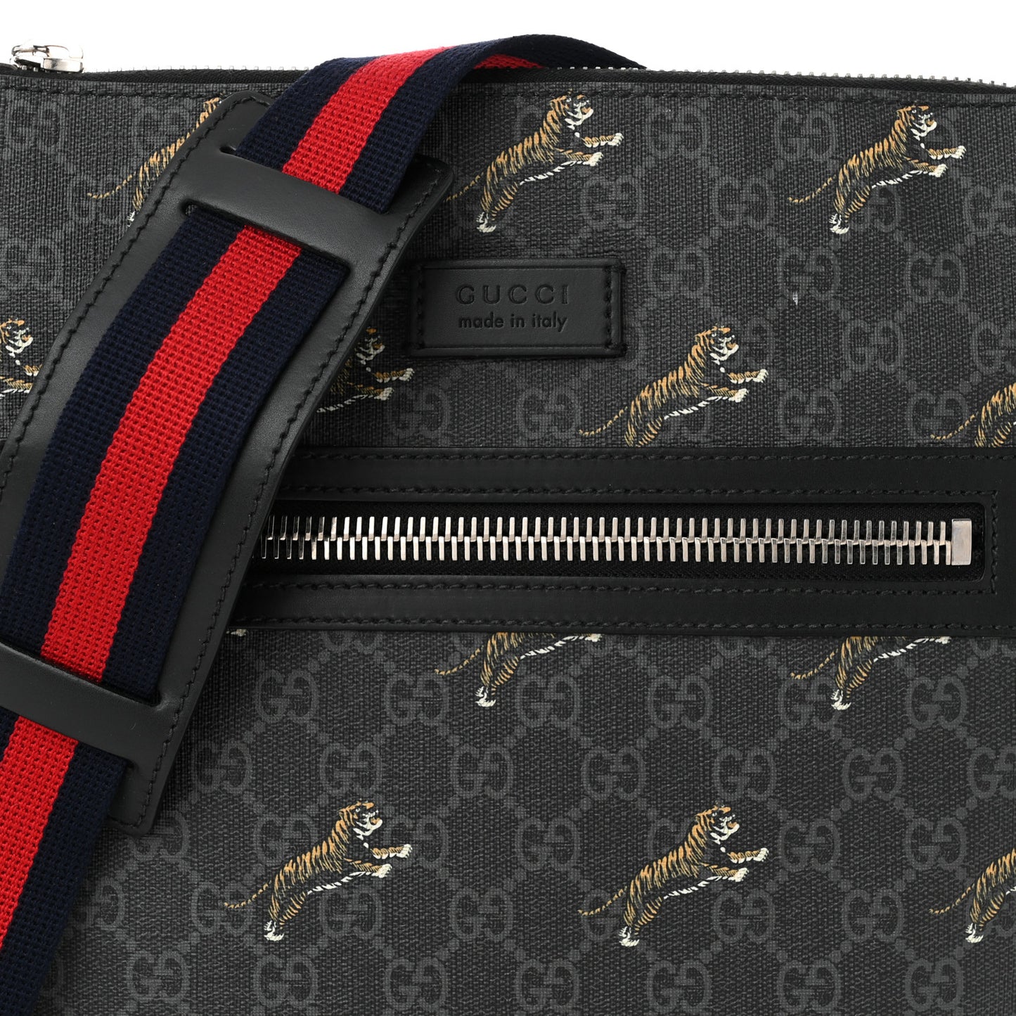 GG Supreme Monogram Tigers Web Messenger Bag Black Multicolor