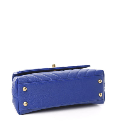 Chanel Caviar Chevron Quilted Mini Coco Handle Flap Blue 5 of 11