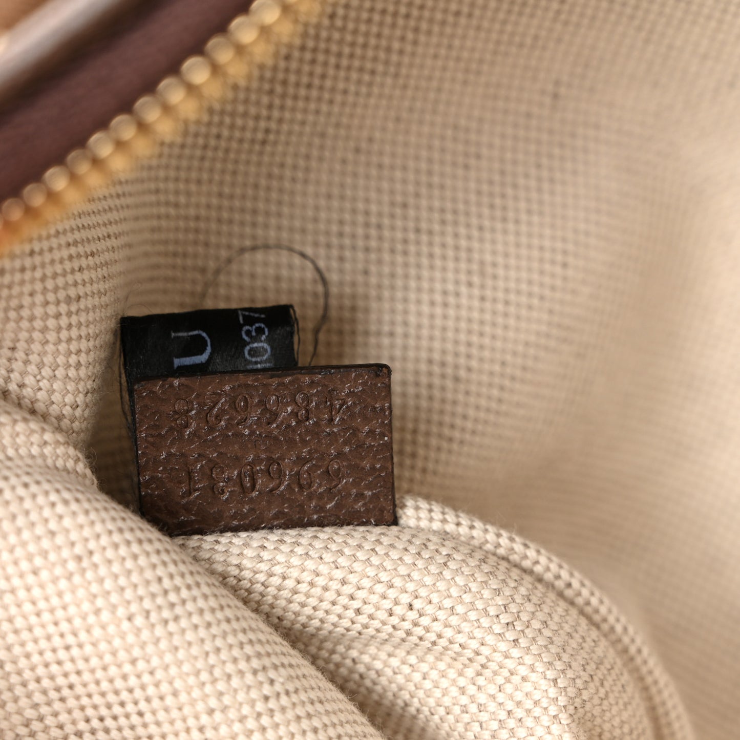 Monogram Jumbo GG Textured Dollar Calfskin Web Belt Bag Camel Ebony New Acero