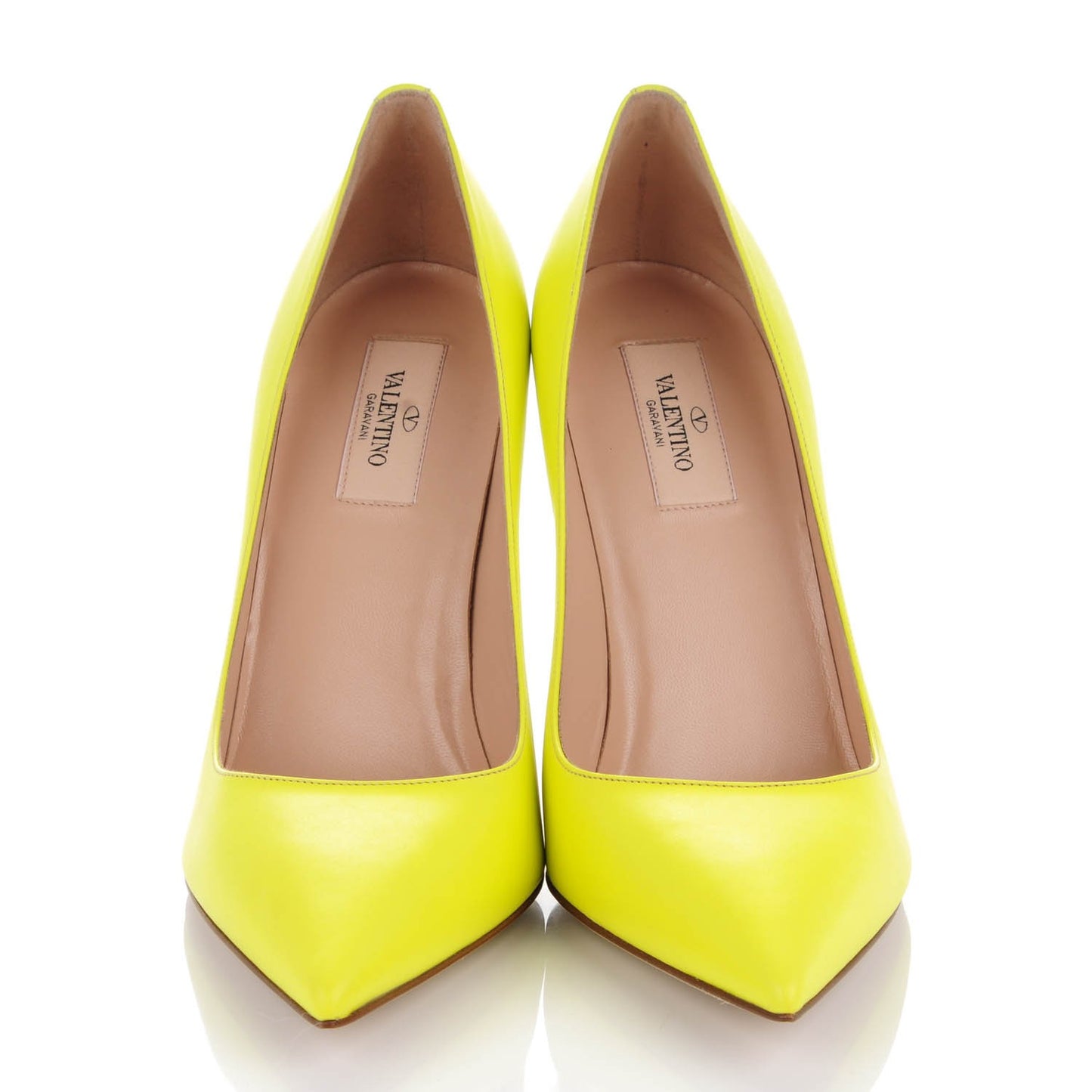 Matte Calfskin Rockstud New Plain 100mm Pumps 39 Yellow