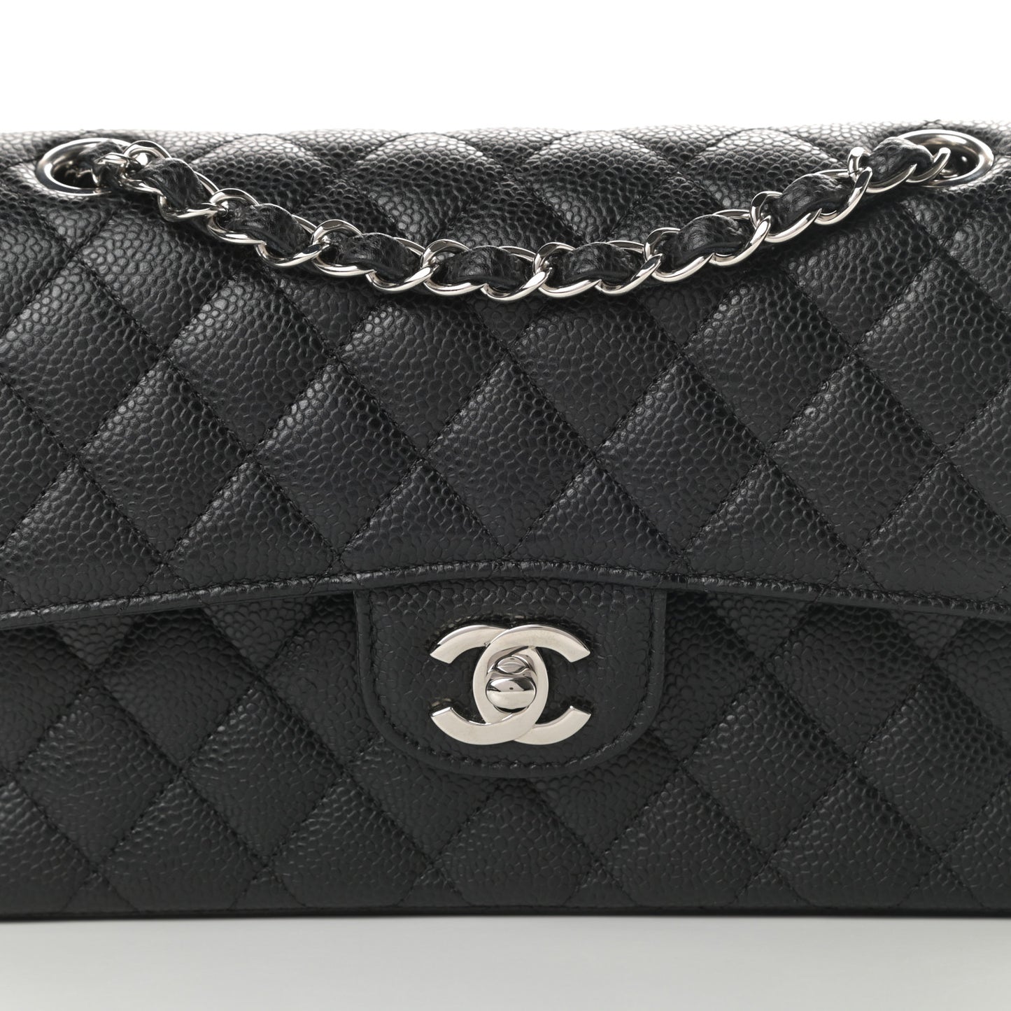Caviar Quilted Small Double Flap Black