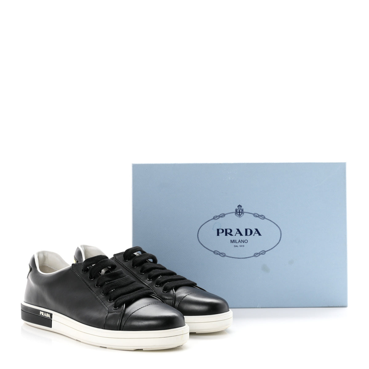 Vitello Soft Low Top Triangle Sneakers 38.5 Black White