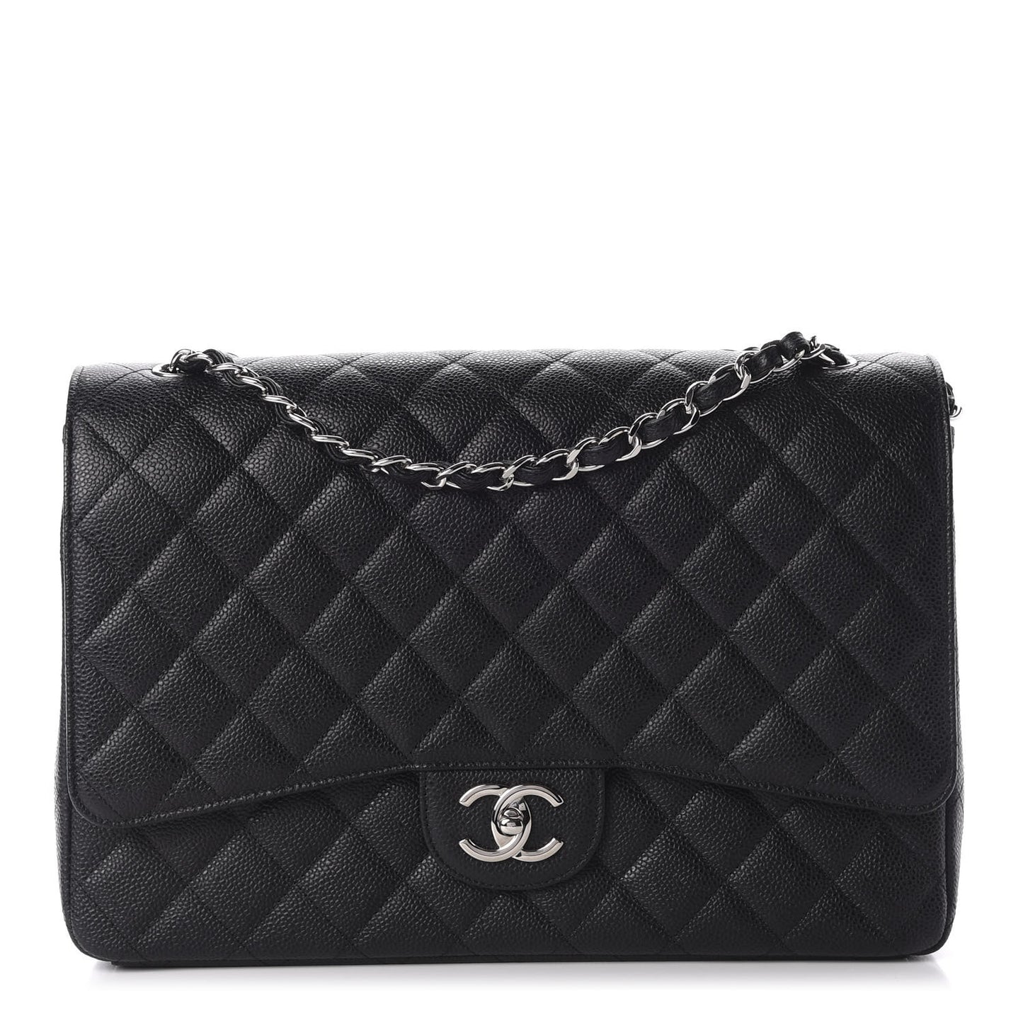 Caviar Quilted Maxi Double Flap Black