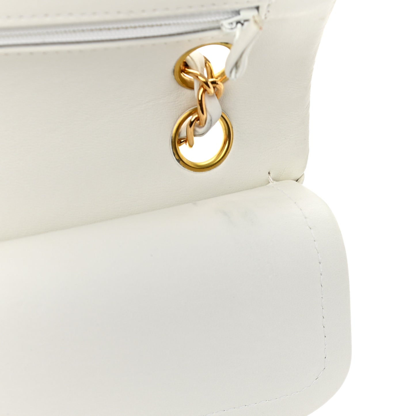 Lambskin Quilted Small Double Flap White