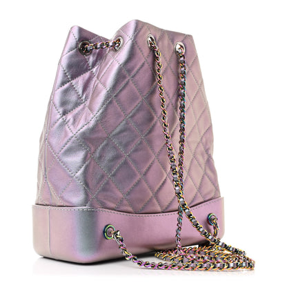 Chanel Iridescent Aged Calfskin Quilted Gabrielle Backpack Light Purple 3 of 10