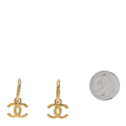 Chanel CC Hoop Drop Earrings Gold 2 of 5