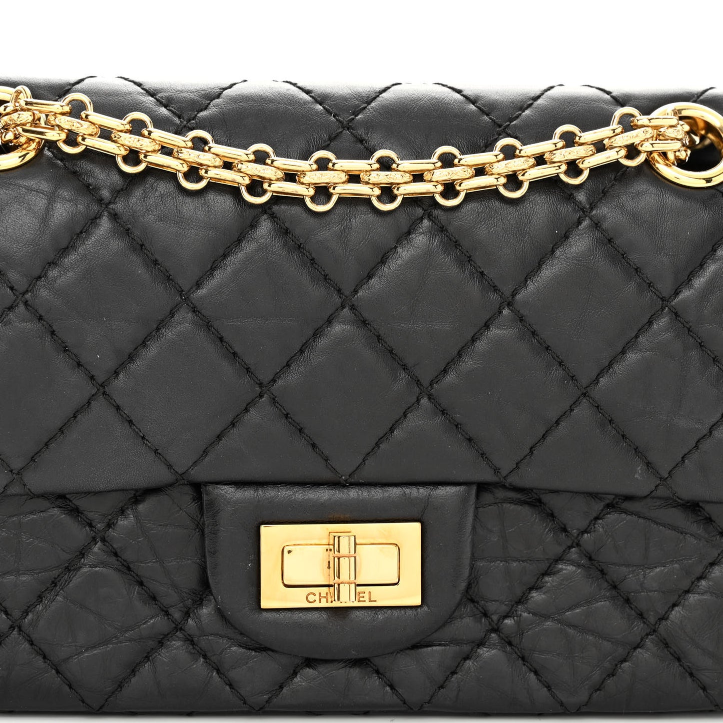 Aged Calfskin Quilted 2.55 Reissue Mini Flap Black