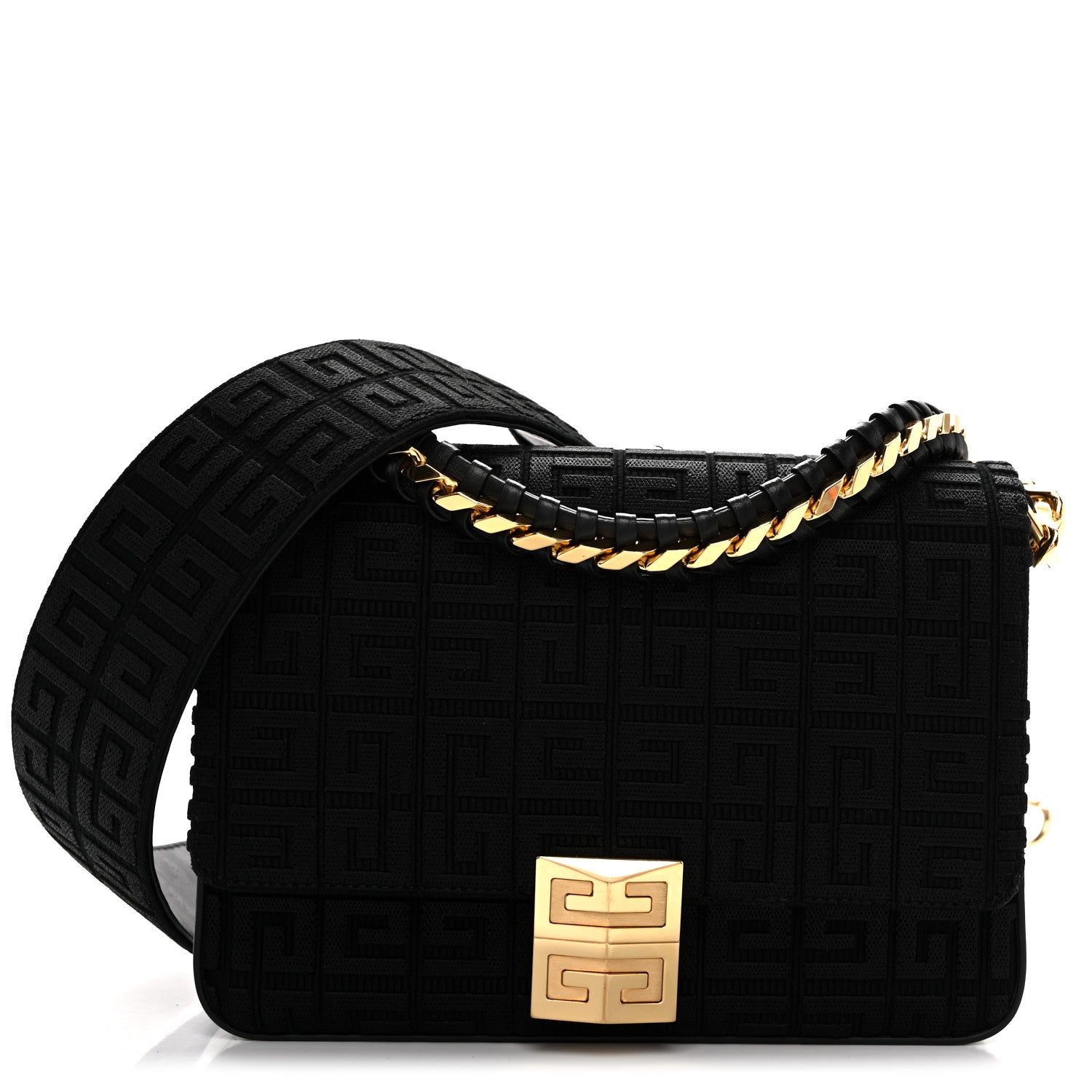 Givenchy Canvas Woven Embroidered Medium 4G Bag With Chain Black 1 of 10