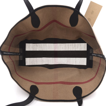 Burberry Coated Canvas Mega Check Medium Doodle Tote Black 5 of 9