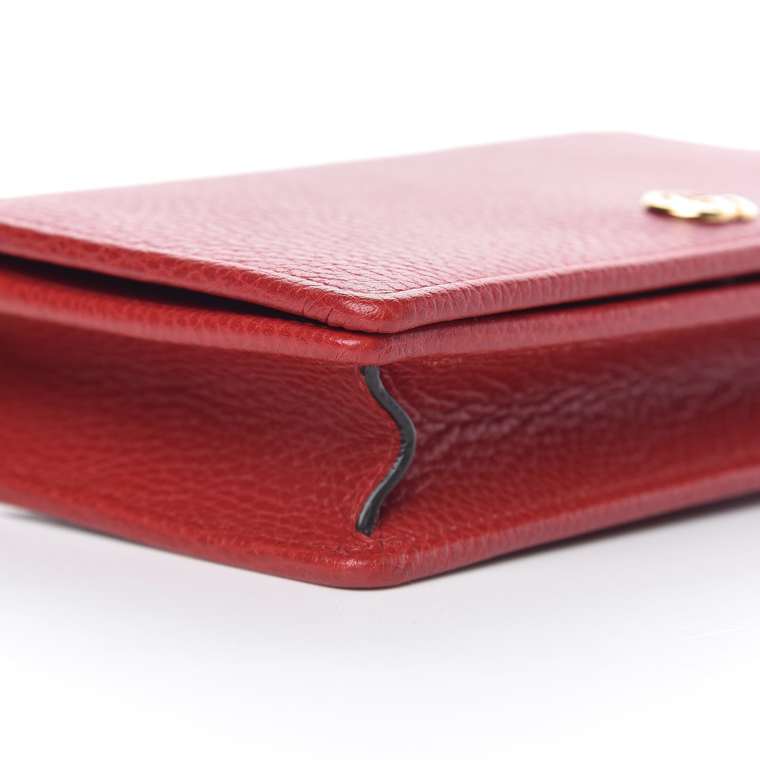 Gucci Dollar Calfskin Mini GG Marmont Chain Wallet Hibiscus Red 8 of 10