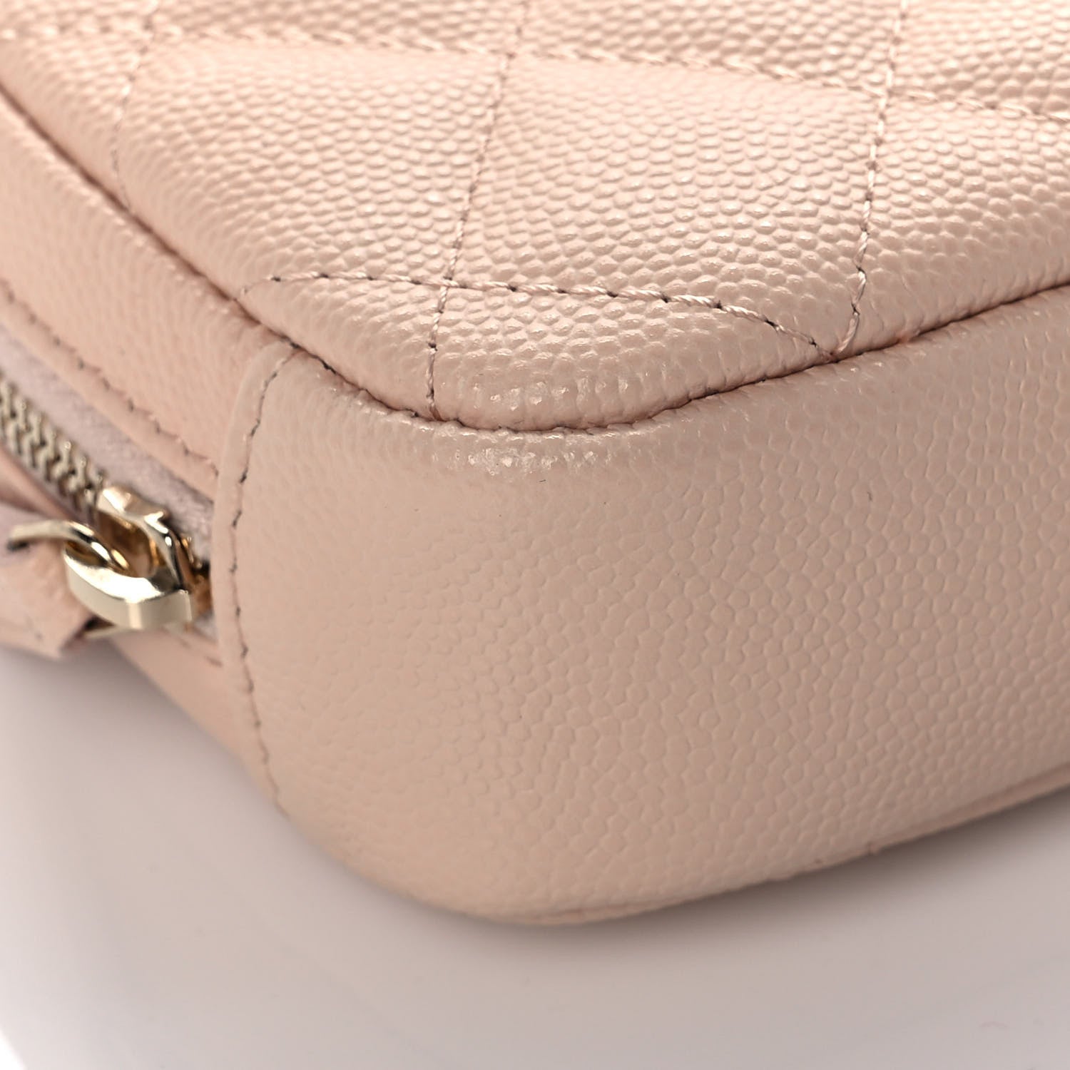 Chanel Caviar Quilted Small Curvy Pouch Cosmetic Case Light Beige 5 of 11