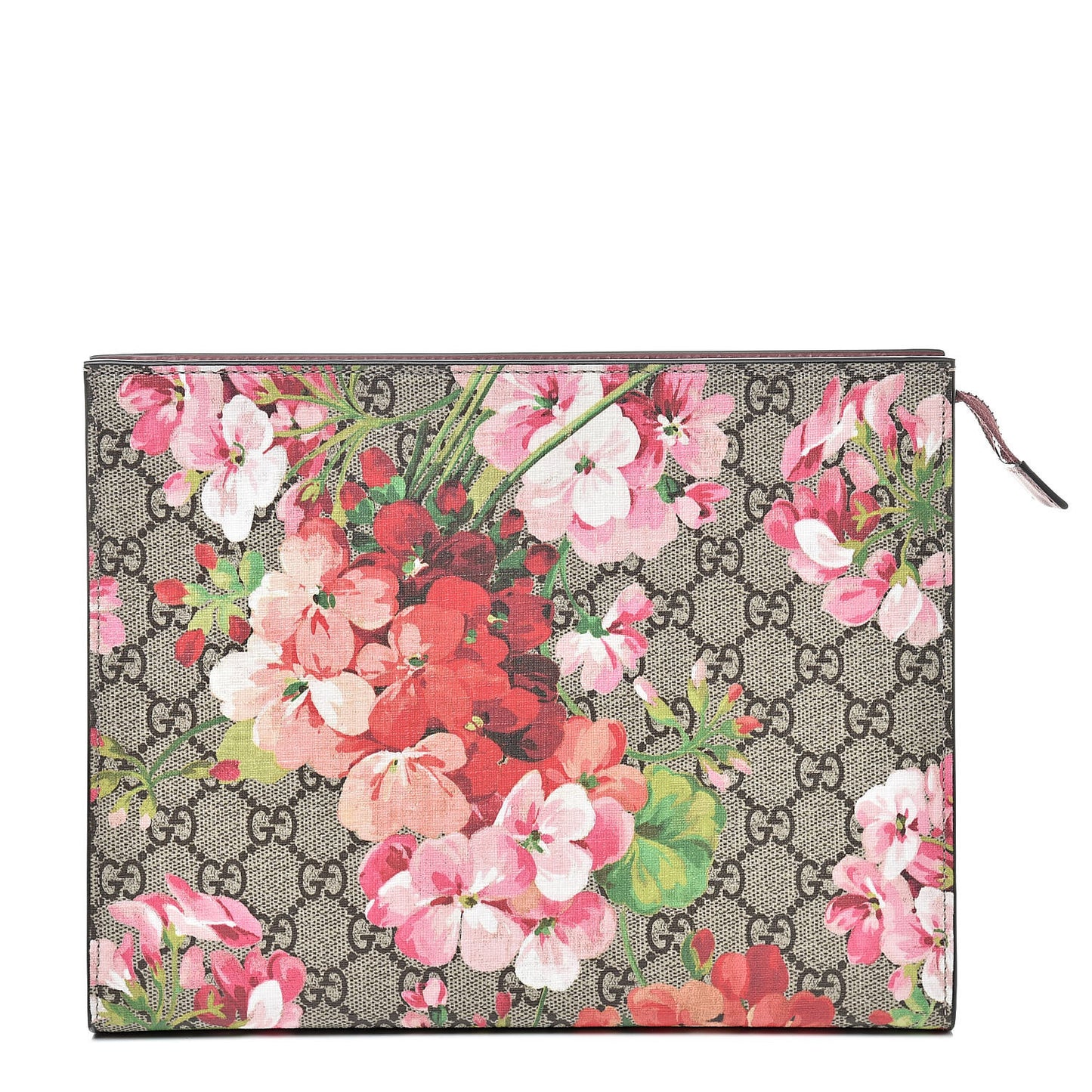 GG Supreme Monogram Blooms Large Cosmetic Case Beige Multicolor Dry Rose