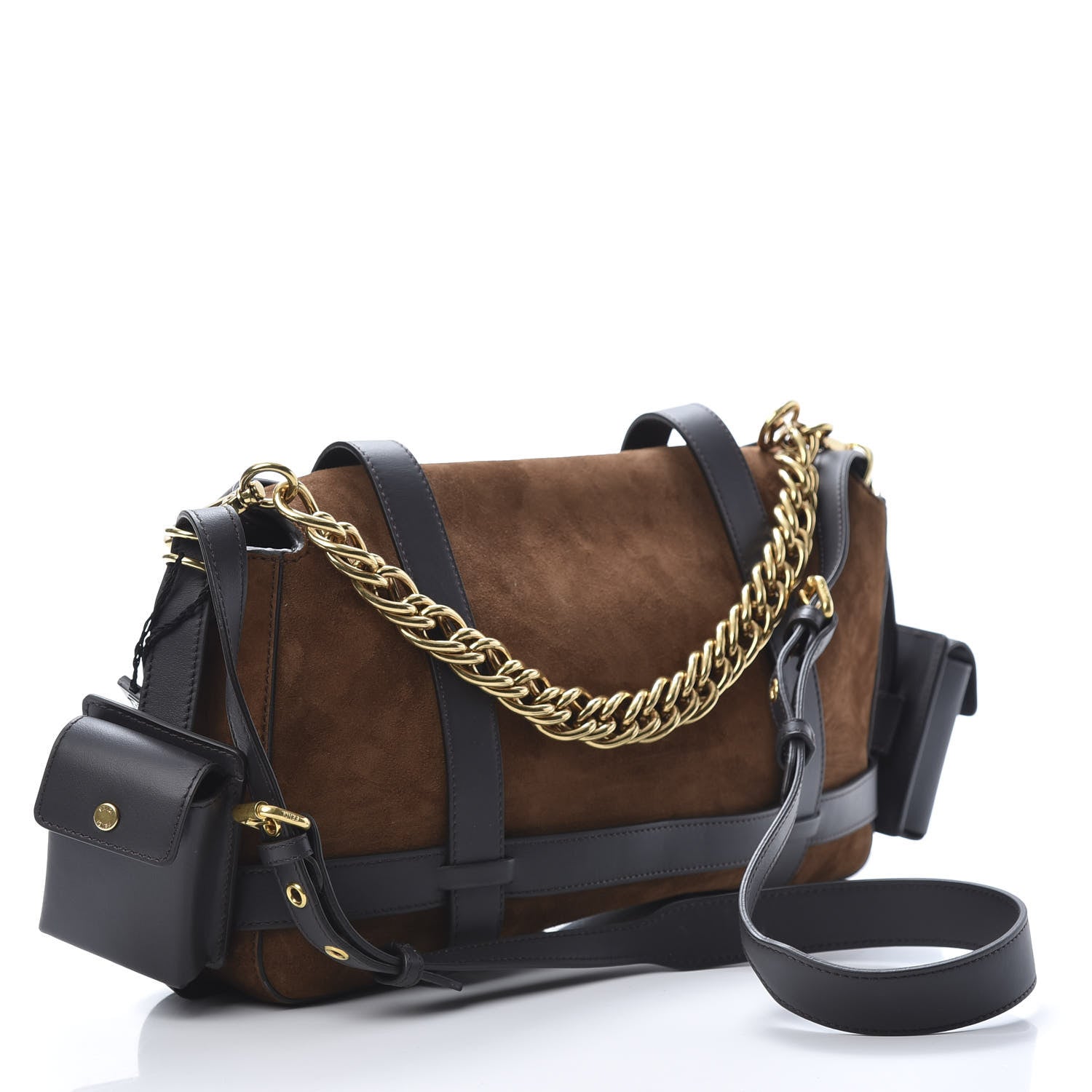 Fendi Suede Large Cage Baguette Marrone Ebano 3 of 10