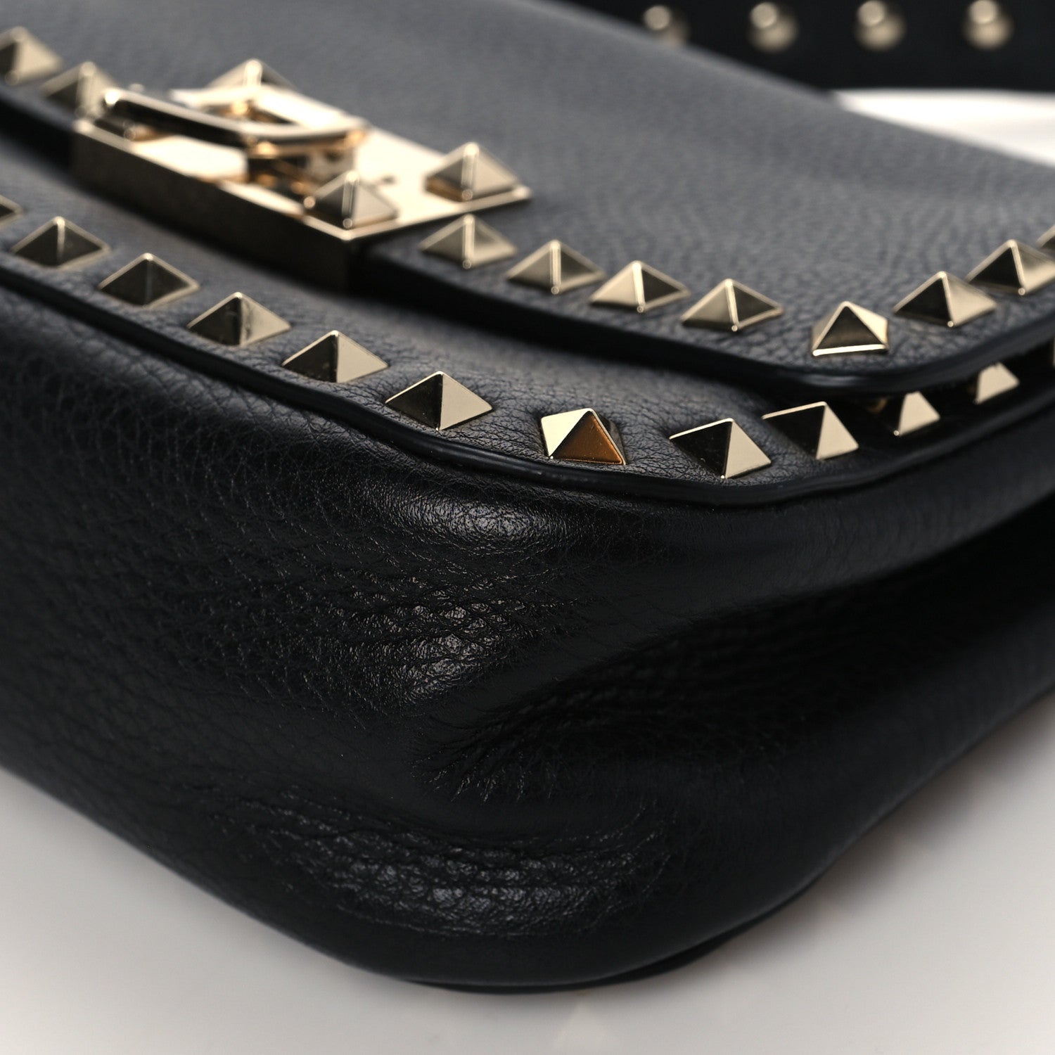 Valentino Garavani Grainy Calfskin Small Rockstud Top Handle Bag Black 9 of 9