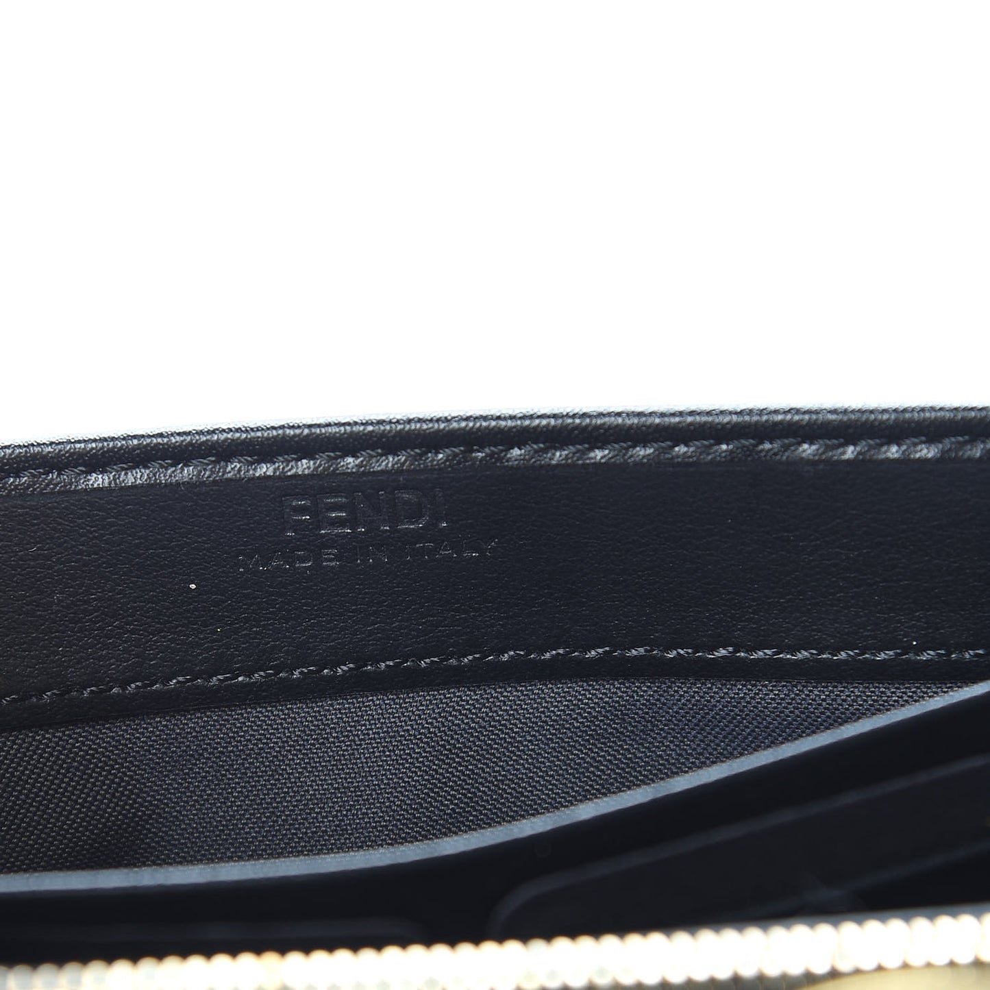 Vitello Liberty F is Fendi Bi-Color FF 1974 Embossed Continental Envelope Wallet Maya Black