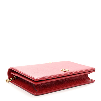 Gucci Dollar Calfskin Mini GG Marmont Chain Wallet Hibiscus Red 4 of 9