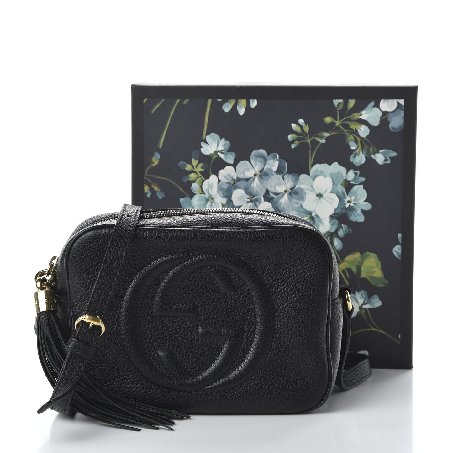 Pebbled Calfskin Small Soho Disco Bag Black