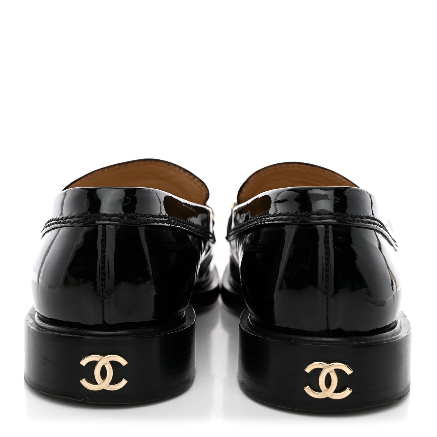 Chanel Shiny Calfskin Logo Loafers 39 Black 6 of 14