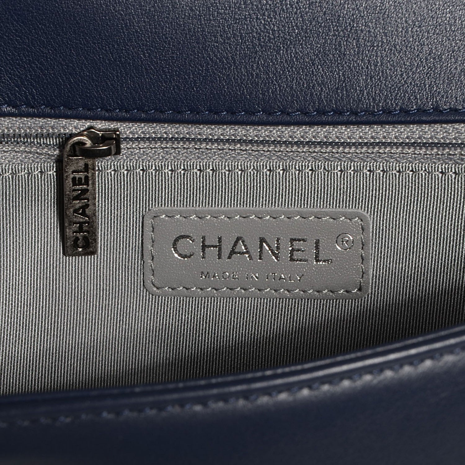 Chanel Lambskin Chevron Quilted New Medium Boy Flap Dark Navy Blue 7 of 9