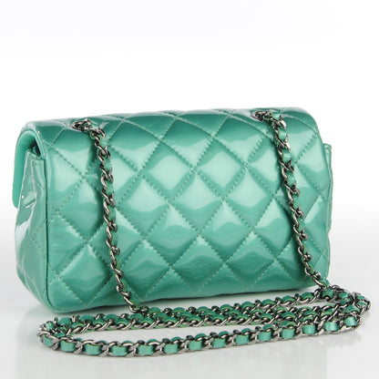 Chanel Patent Quilted Extra Mini Flap Green 3 of 8