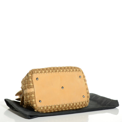 Fendi Woven Straw Calfskin Romano Selleria Medium Adele 1328 Bag Naturale 4 of 10