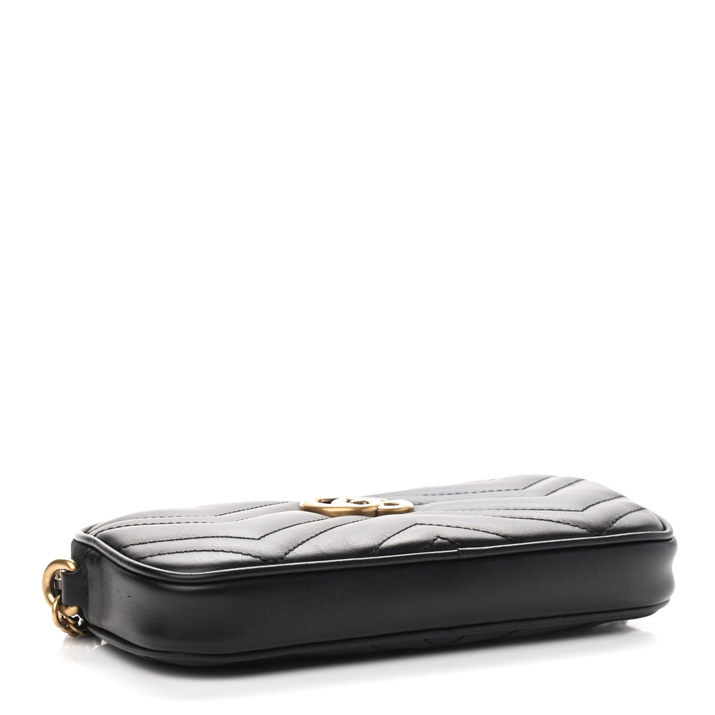 Calfskin Matelasse Mini GG Marmont Chain Crossbody Bag Black