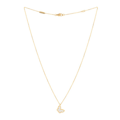 Van Cleef & Arpels 18K Yellow Gold Mother of Pearl Sweet Alhambra Butterfly Pendant Necklace 3 of 5