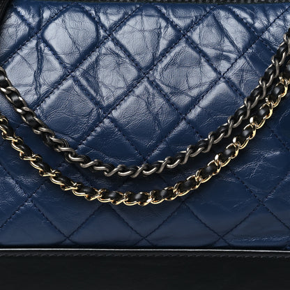 Chanel Aged Calfskin Quilted Medium Gabrielle Hobo Navy Black 8 of 10