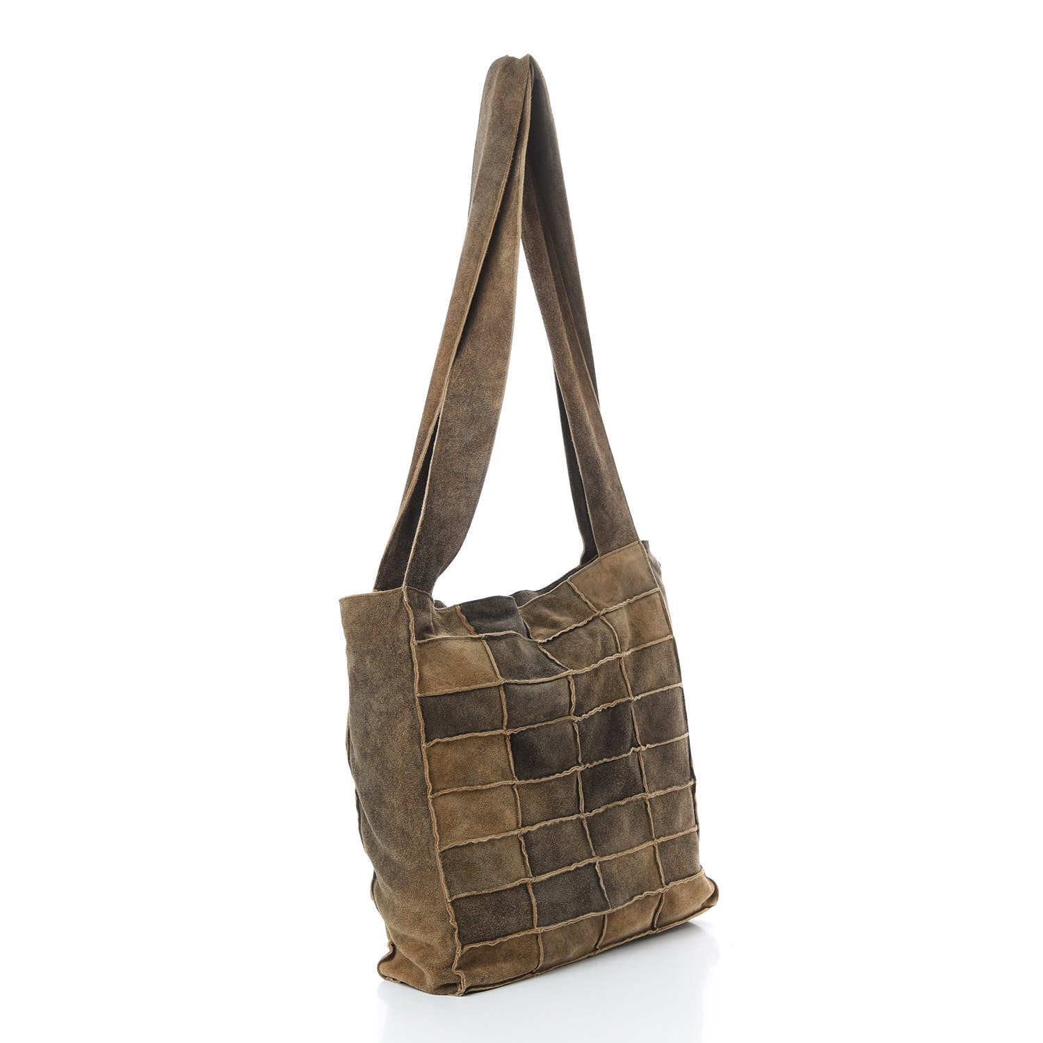 Chanel Suede Patchwork Shoulder Bag Brown 3 of 11