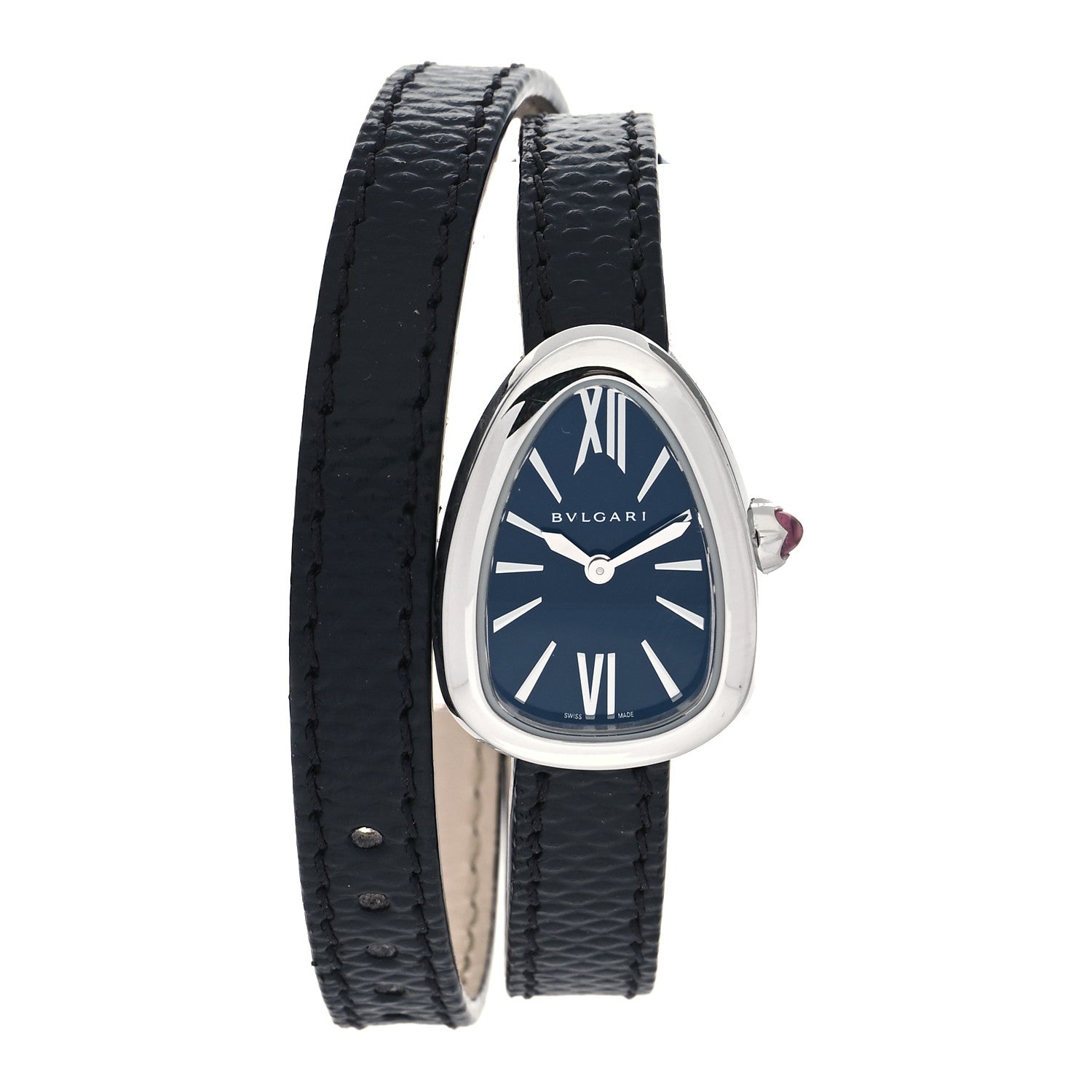 Bulgari Stainless Steel Lizard 20mm Serpenti Double Wrap Quartz Watch Black 1 of 5