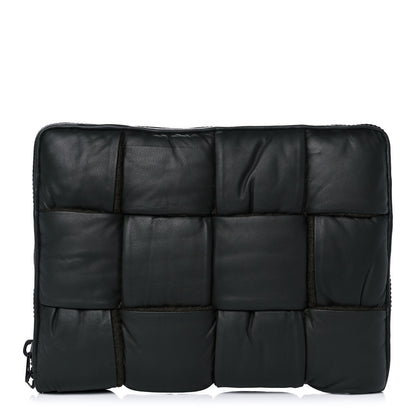 Bottega Veneta Calfskin Maxi Intrecciato Puffy Laptop Pouch Black 1 of 8