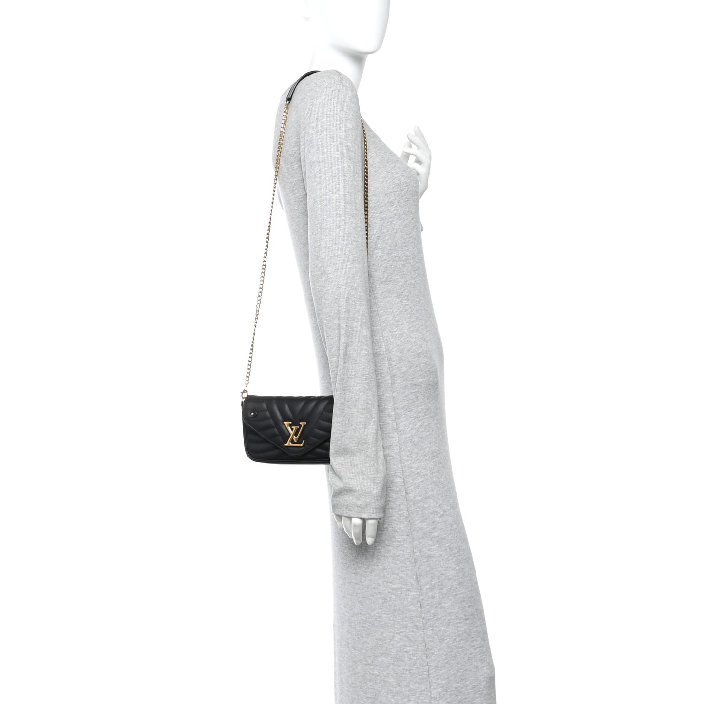 Calfskin New Wave Chain Pochette Black