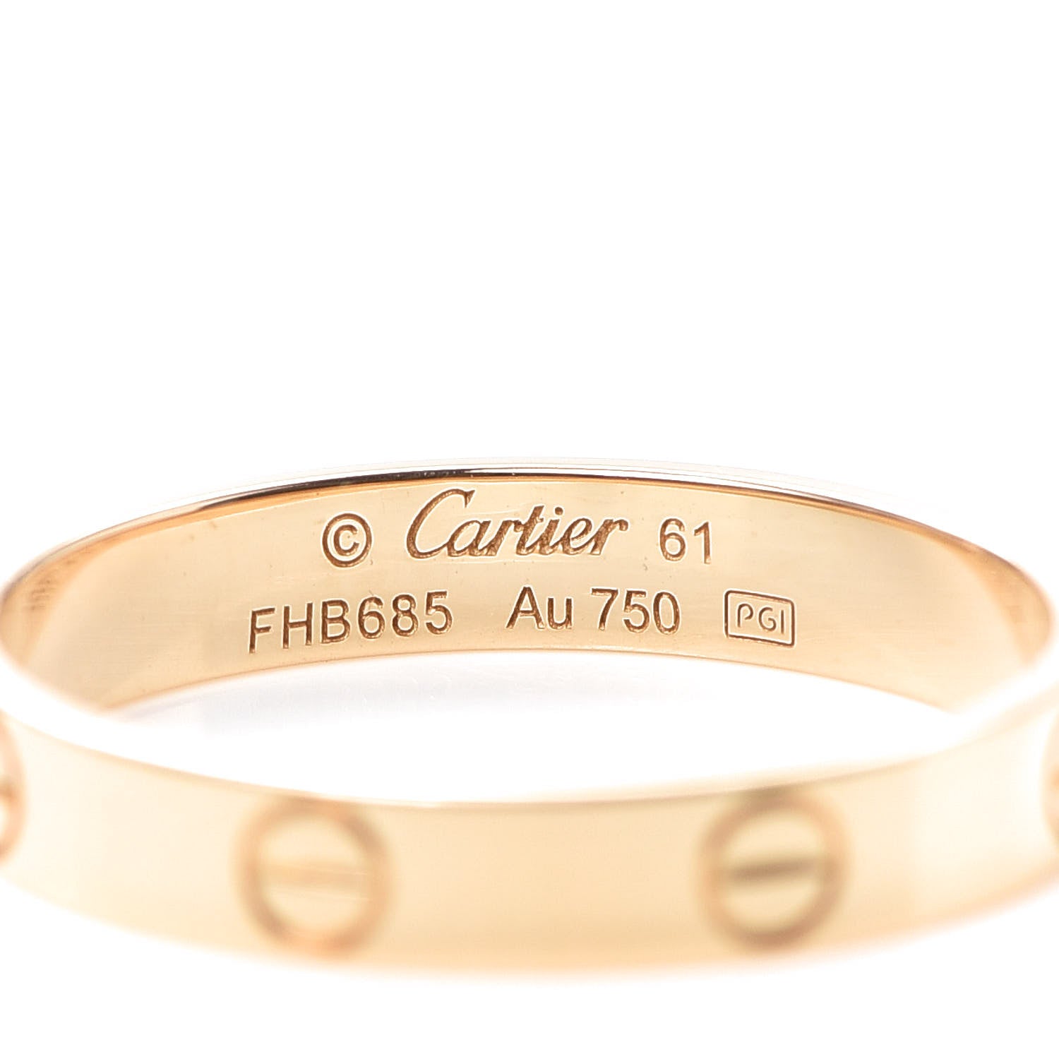 Cartier 18K Yellow Gold 3.5mm LOVE Wedding Band Ring 61 9.5 4 of 5