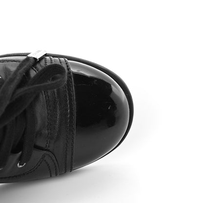 Chanel Lambskin Patent Cap Toe CC Sneakers 38 Black 10 of 13