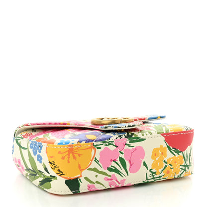Gucci X KEN SCOTT Calfskin Matelasse Floral Print Super Mini GG Marmont Shoulder Bag Ivory Pink 4 of 10