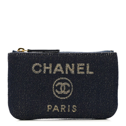 Chanel Lurex Canvas Deauville Cosmetic Pouch Navy Blue Gold 1 of 9