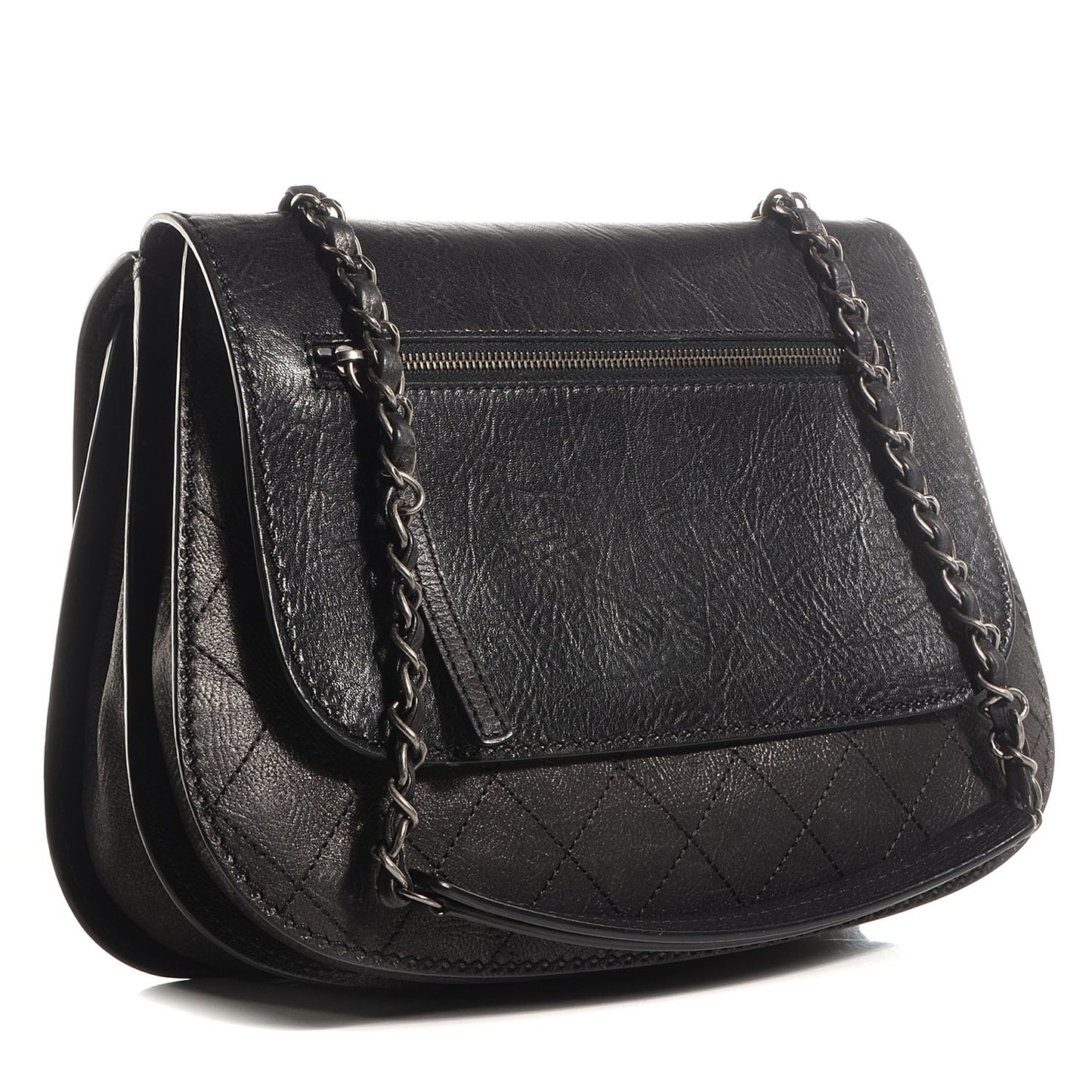 Calfskin Coco Twin Large Flap Black