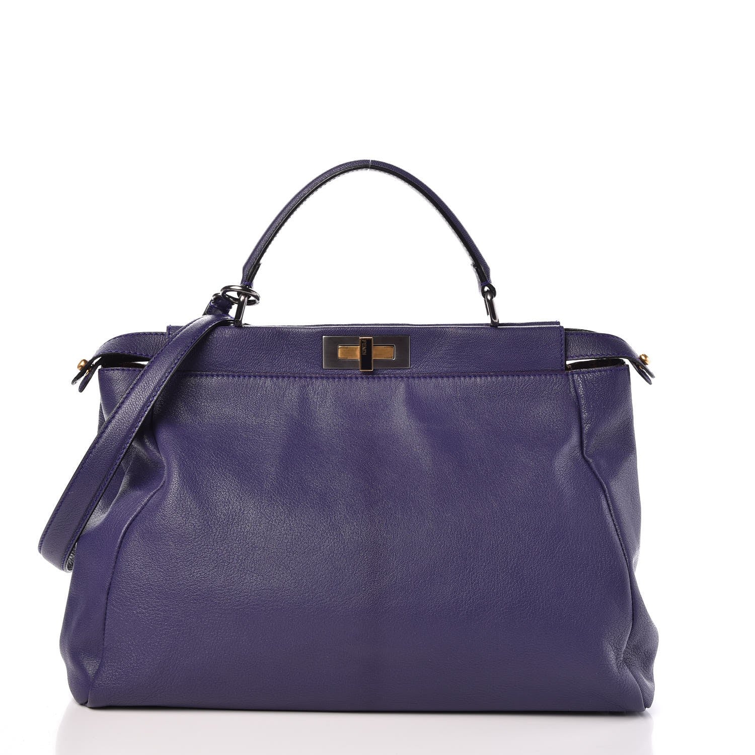 Fendi Goatskin Zucca Large Peekaboo Iconic Satchel Purple 4 of 10