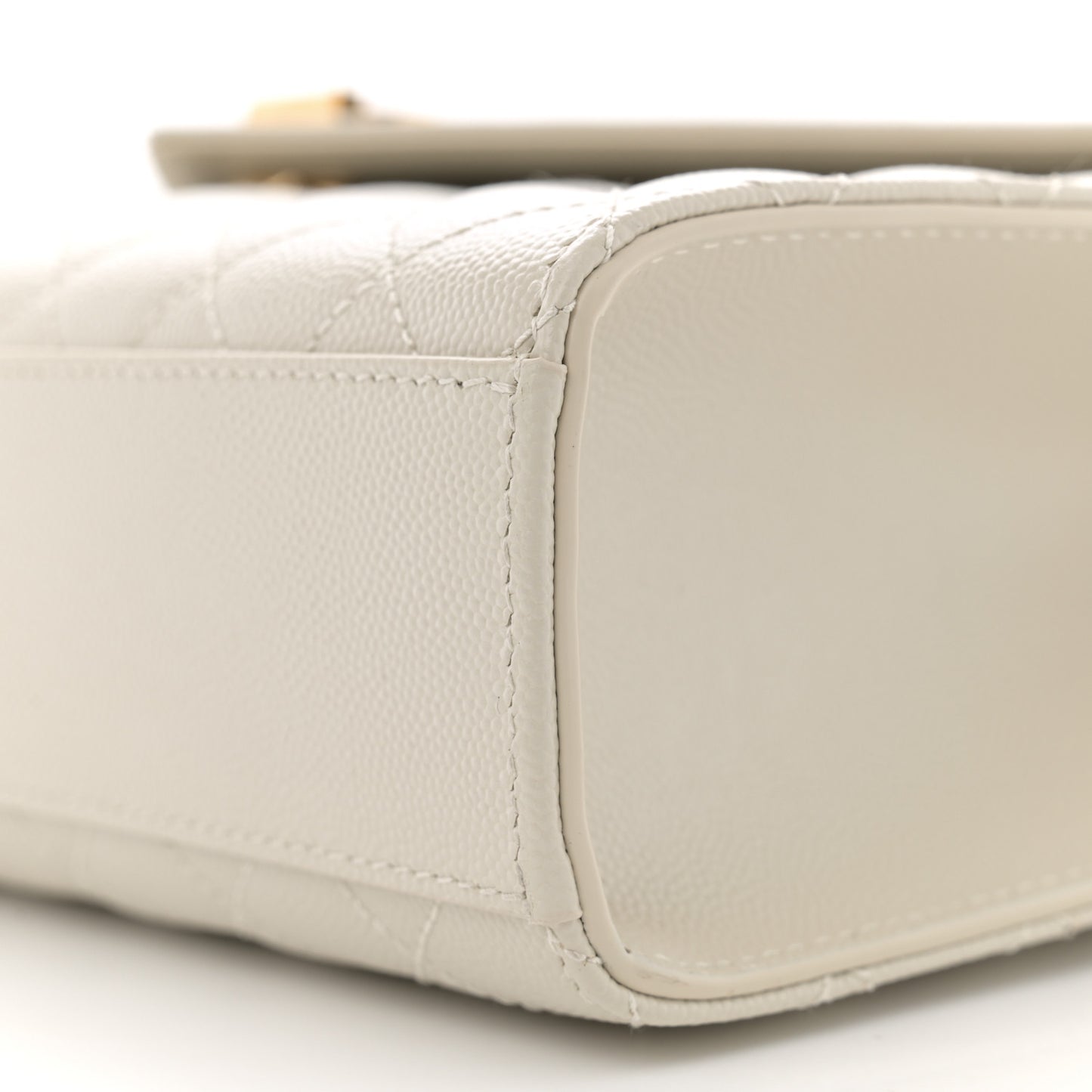 Grain De Poudre Textured Mixed Matelasse Large Triquilt Monogram Satchel Crema Soft