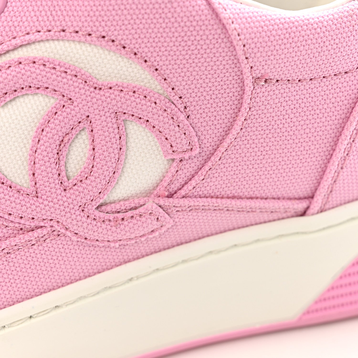 Chanel Cotton Sneakers 38 Pink White 10 of 13