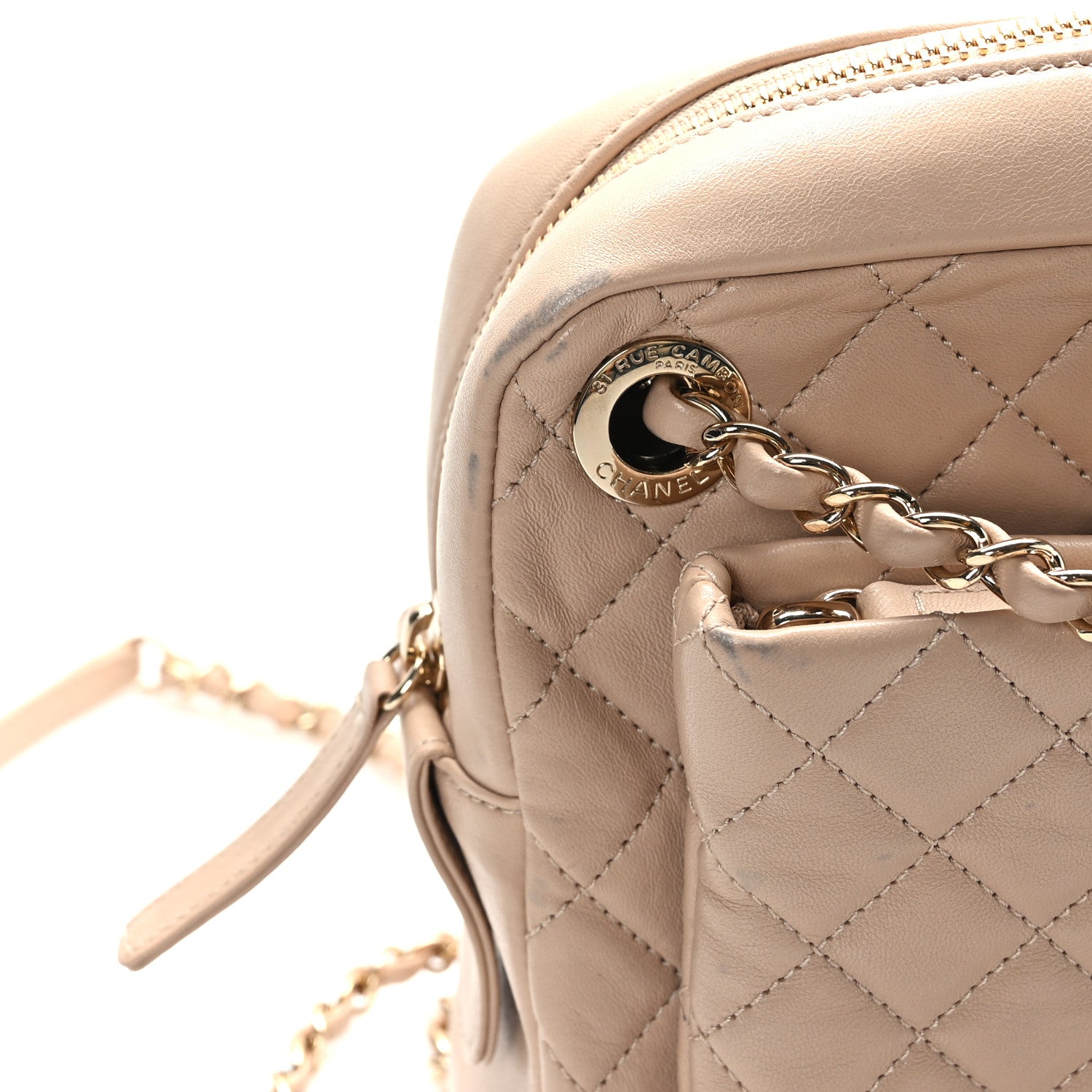 Chanel Lambskin Quilted Camera Case Beige 10 of 11