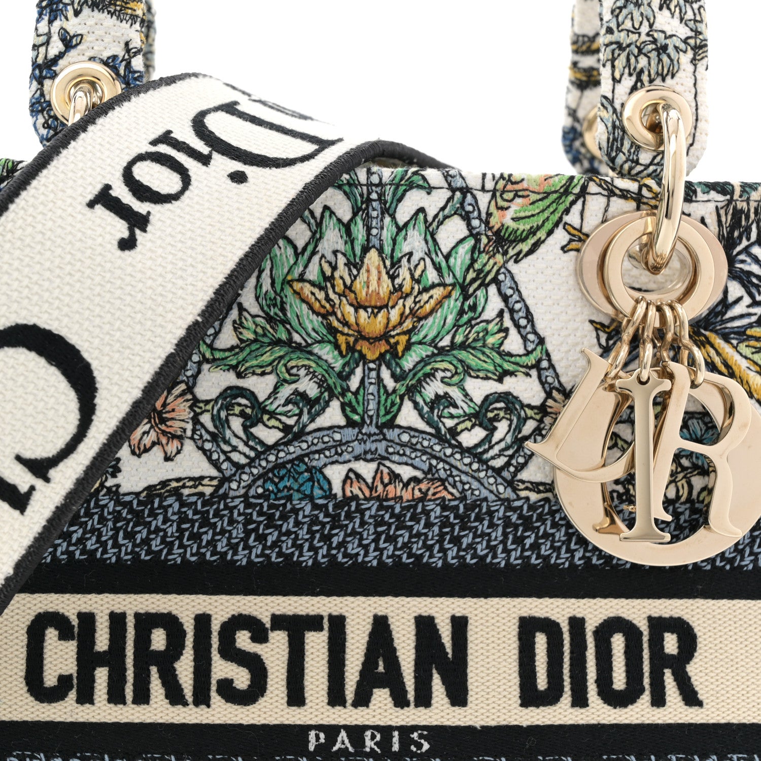 Christian Dior Canvas Embroidered Etoile de Voyage Medium Lady D-Lite Multicolor 8 of 12