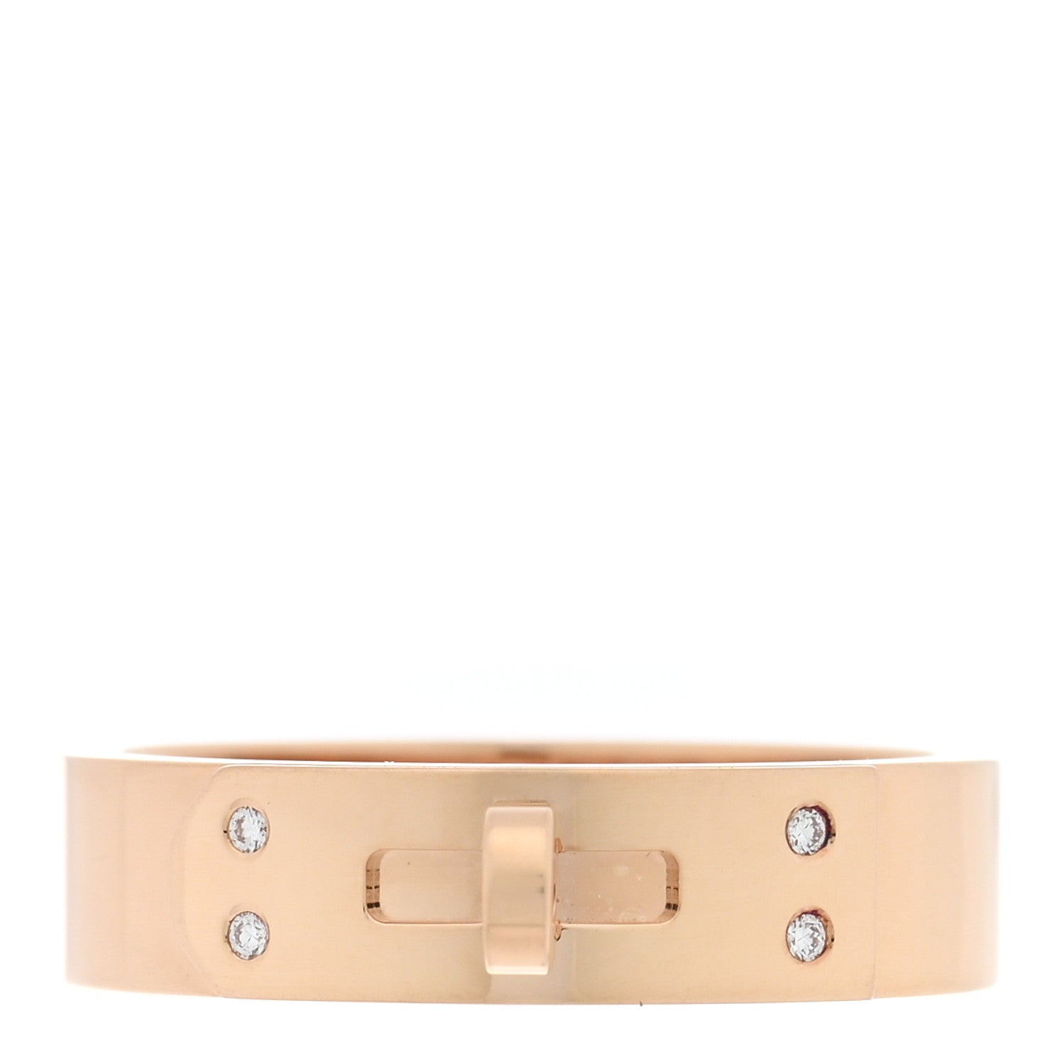 Hermes 18K Rose Gold Diamond PM Kelly Ring 55 7.25 1 of 4