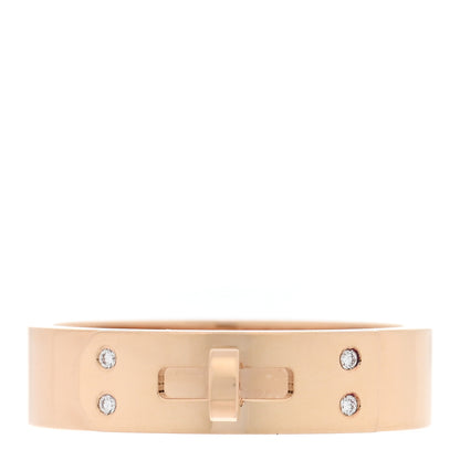 Hermes 18K Rose Gold Diamond PM Kelly Ring 55 7.25 1 of 4