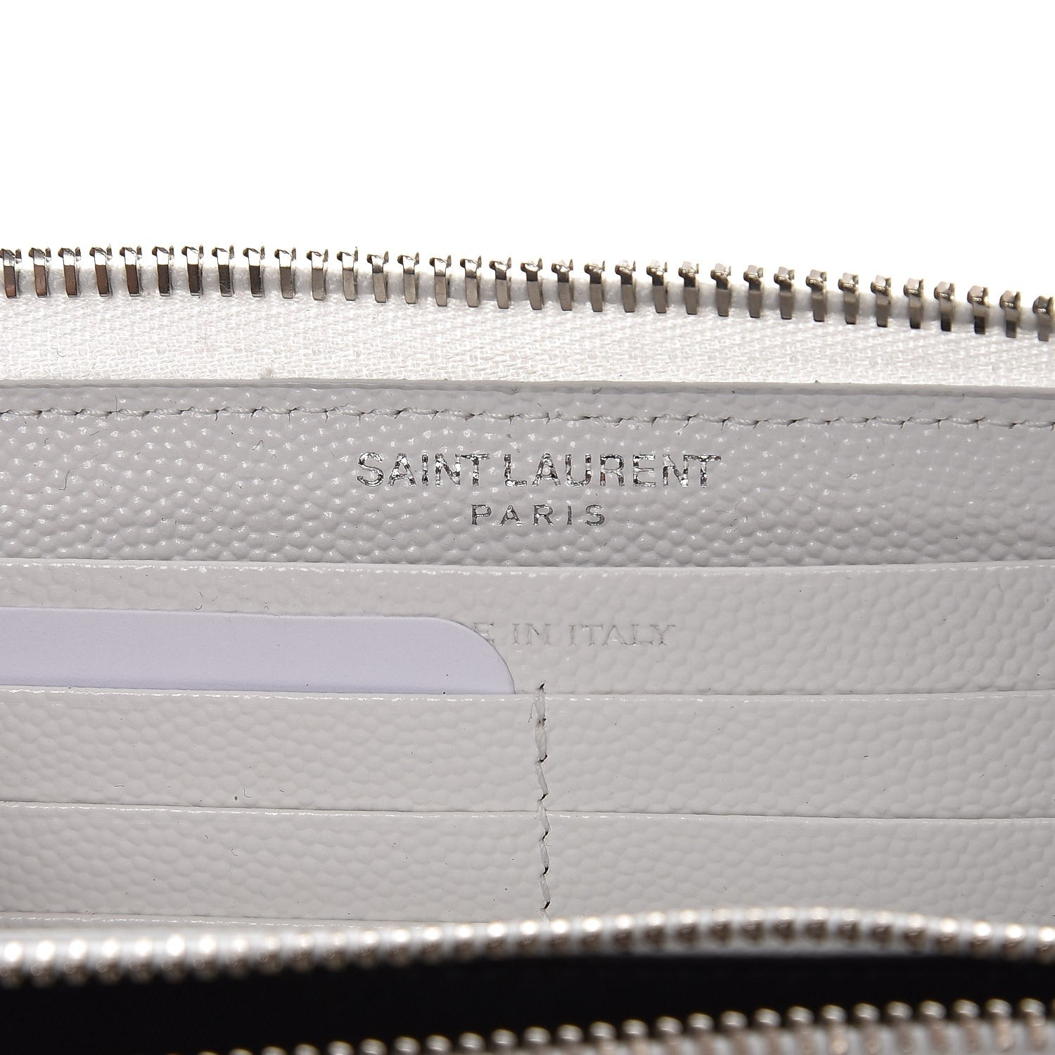 Saint Laurent Grain De Poudre Matelasse Chevron Monogram Zip Around Wallet Blanc Optique 6 of 7