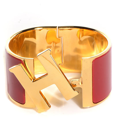 Hermes Enamel Clic H Extra Wide Bracelet PM Red 5 of 7