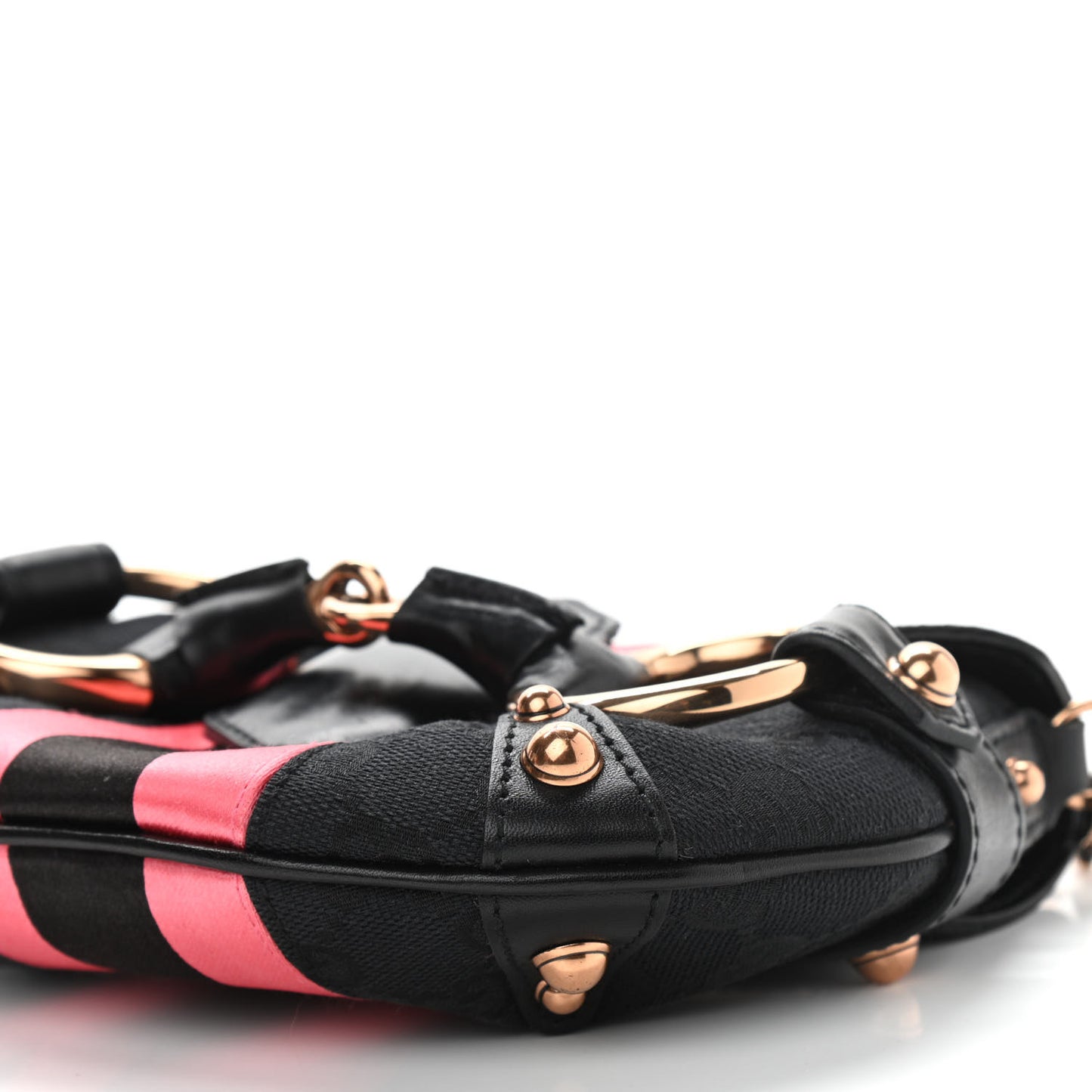 Monogram Horsebit Web Flap Bag Black Pink