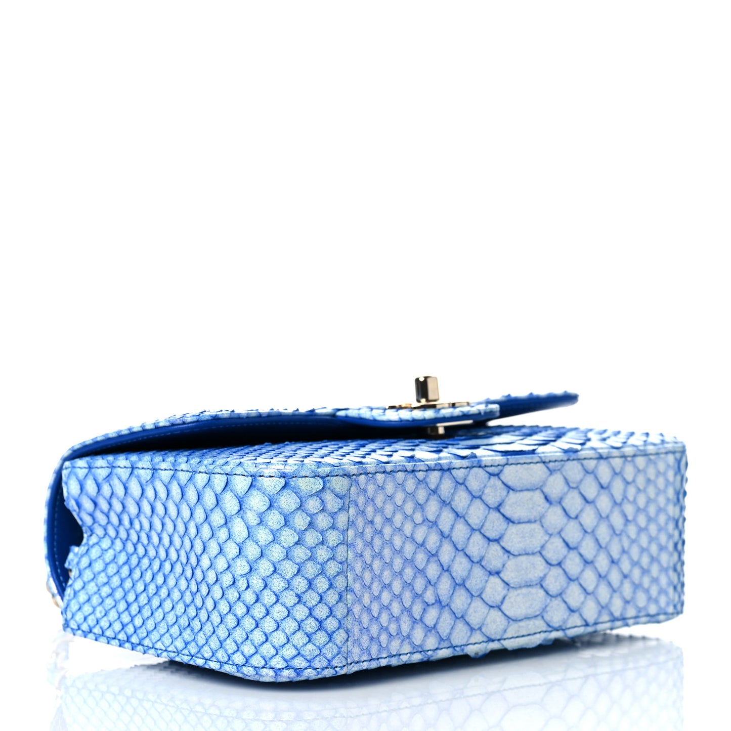 Iridescent Python Mini Rectangular Flap Blue