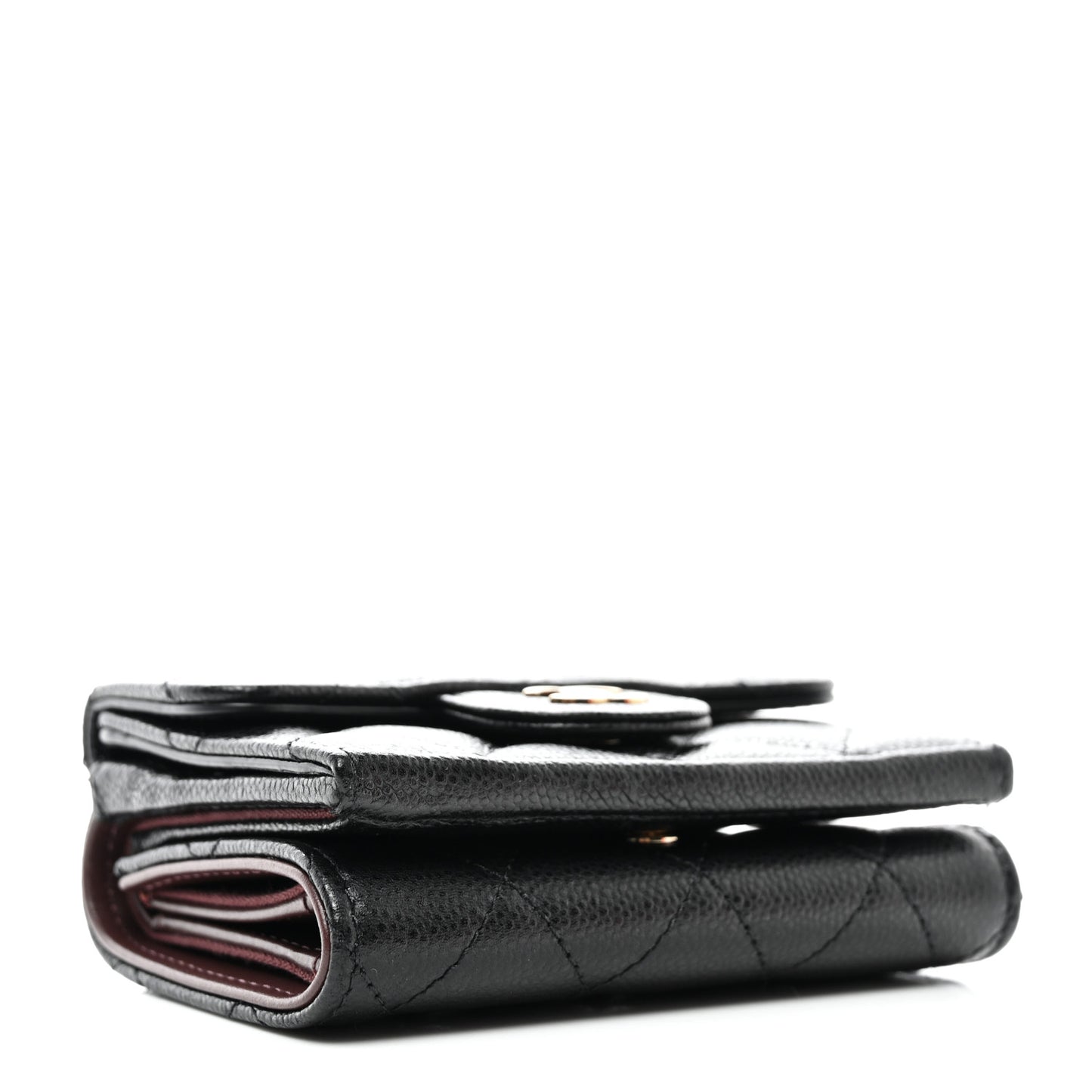 Caviar Quilted Double Flap Wallet Black