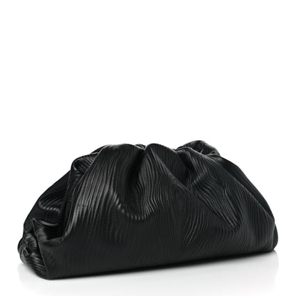 Bottega Veneta Bark Calfskin Embossed The Pouch Oversized Clutch Black 3 of 9